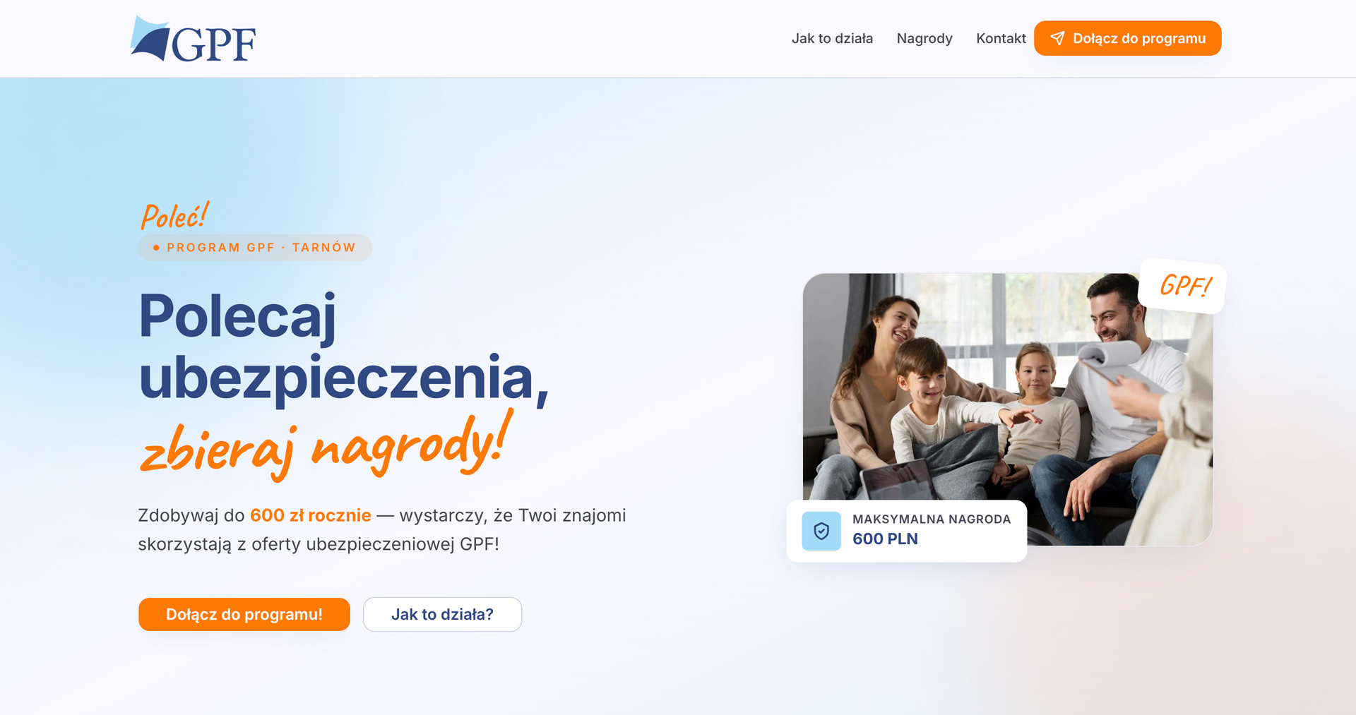 Poleć GPF — landing + dashboard