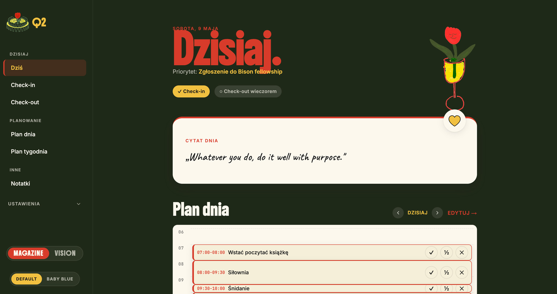Q2 second brain — dashboard dzienny